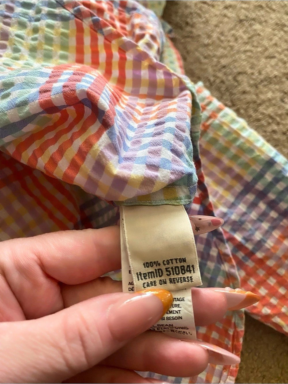 L.L.Bean Plaid Cotton Button Down XL PET Like New - Picture 4 of 10